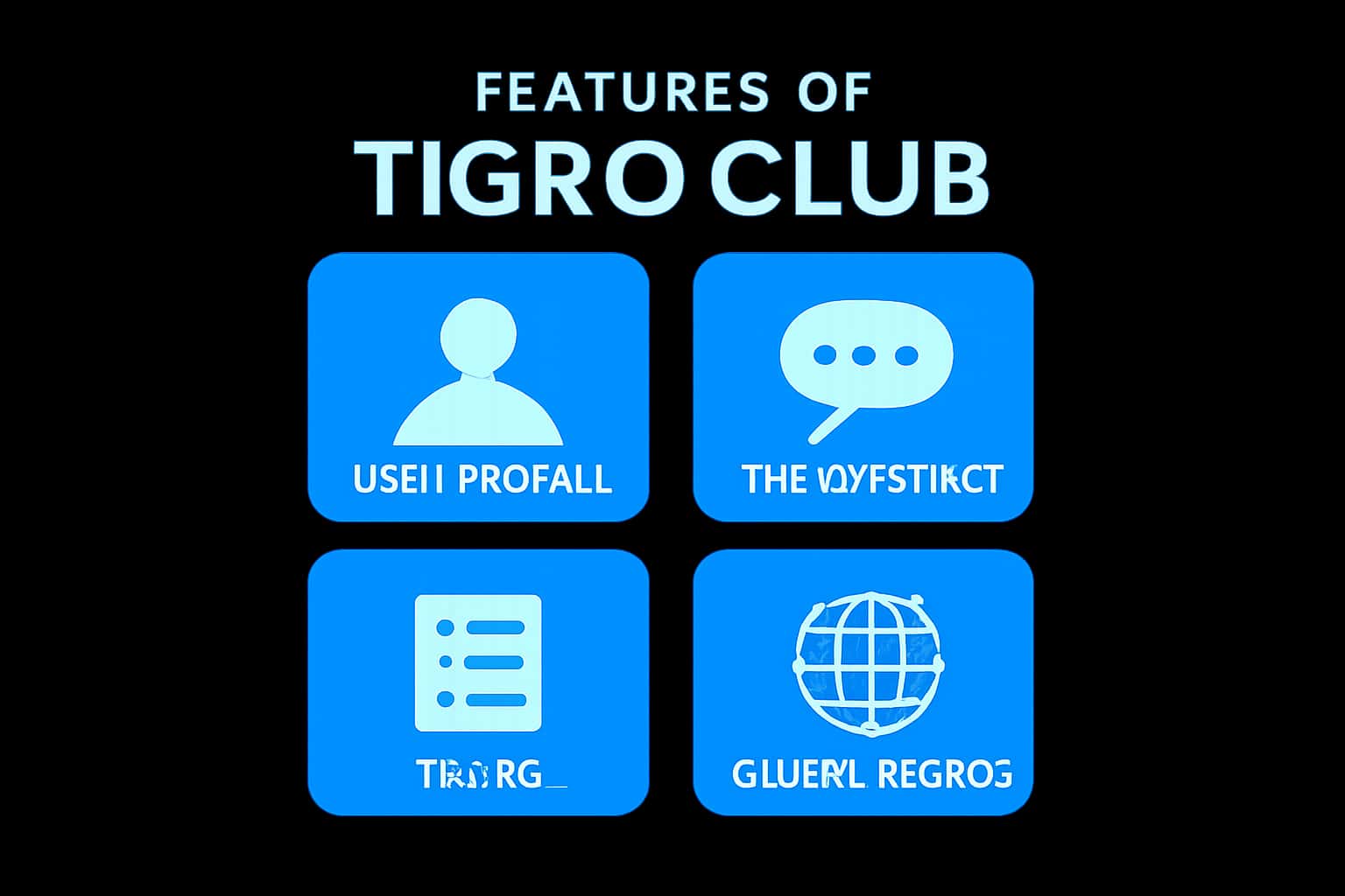 Informational scene depicting the features of Tigro Club.