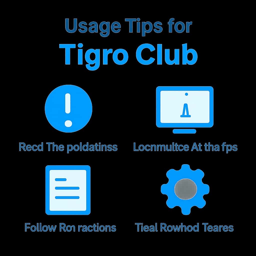Illustration detailing Usage Tips for Tigro Club.